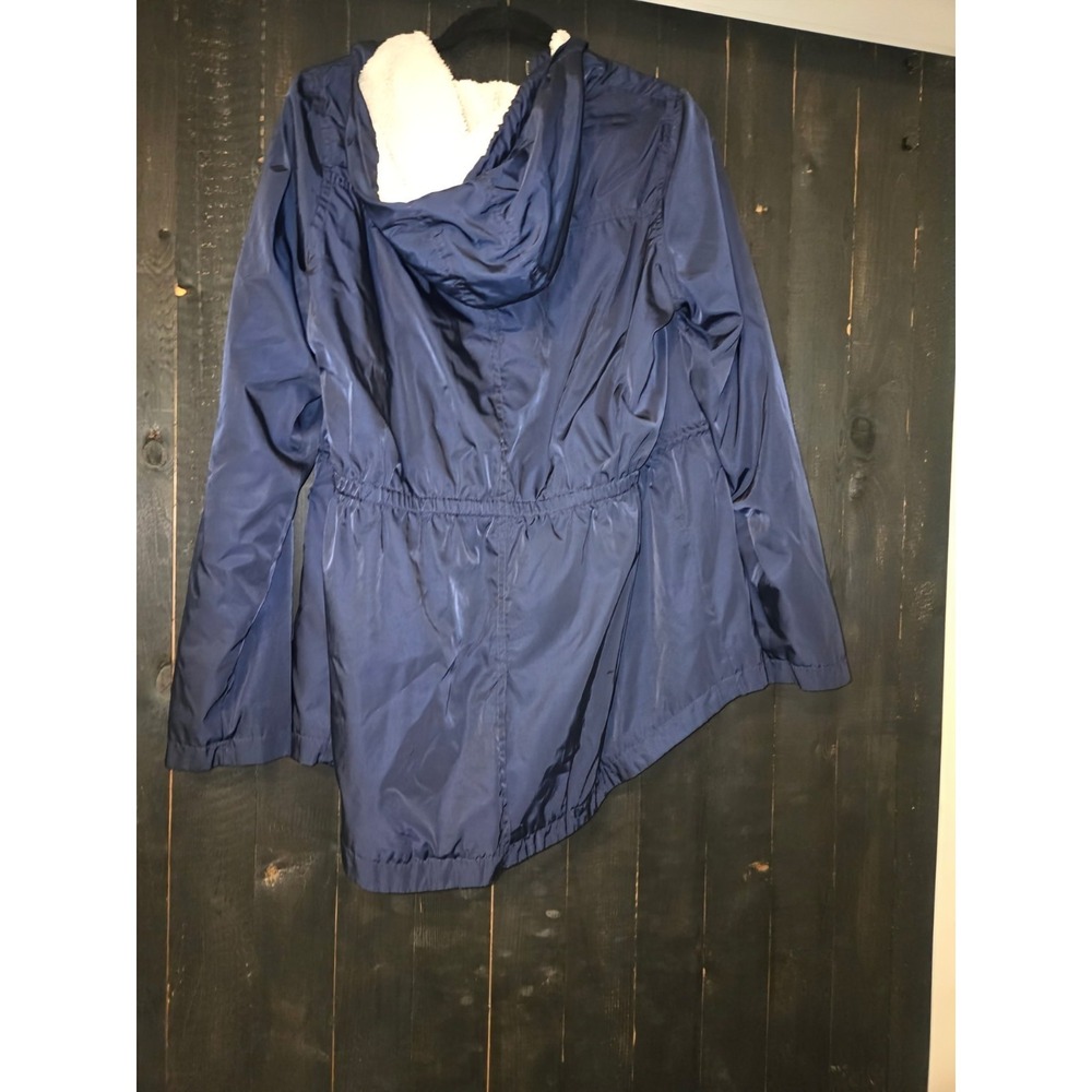 Copper Key ~Woman Size L~ Navy Blue Hooded Lightweight Lined‎ Jacket Coat Zip-Up - Picture 2 of 4